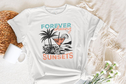 Forever Chasing Sunsets SVG & PNG, Retro Summer Beach Designs - 300 DPI