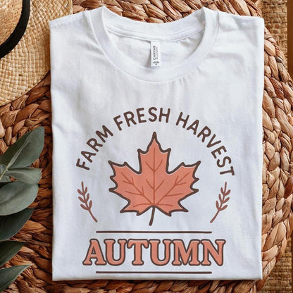 Farm Fresh Harvest Autumn PNG, Fall Maple Leaf Shirt Design - 300 DPI