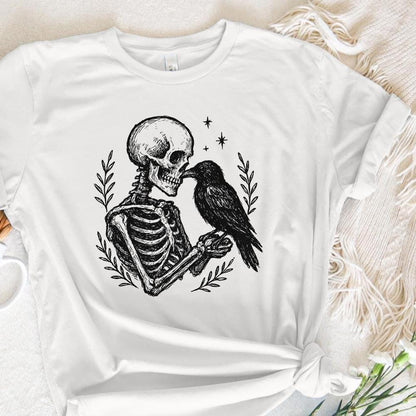 Skeleton And Raven PNG, Gothic Digital Download - 300 DPI Design for