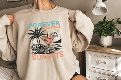 Forever Chasing Sunsets SVG & PNG, Retro Summer Beach Designs - 300 DPI