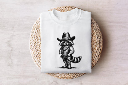 Western Raccoon PNG, Vintage Distressed Animal Lover Designs - 300 DPI