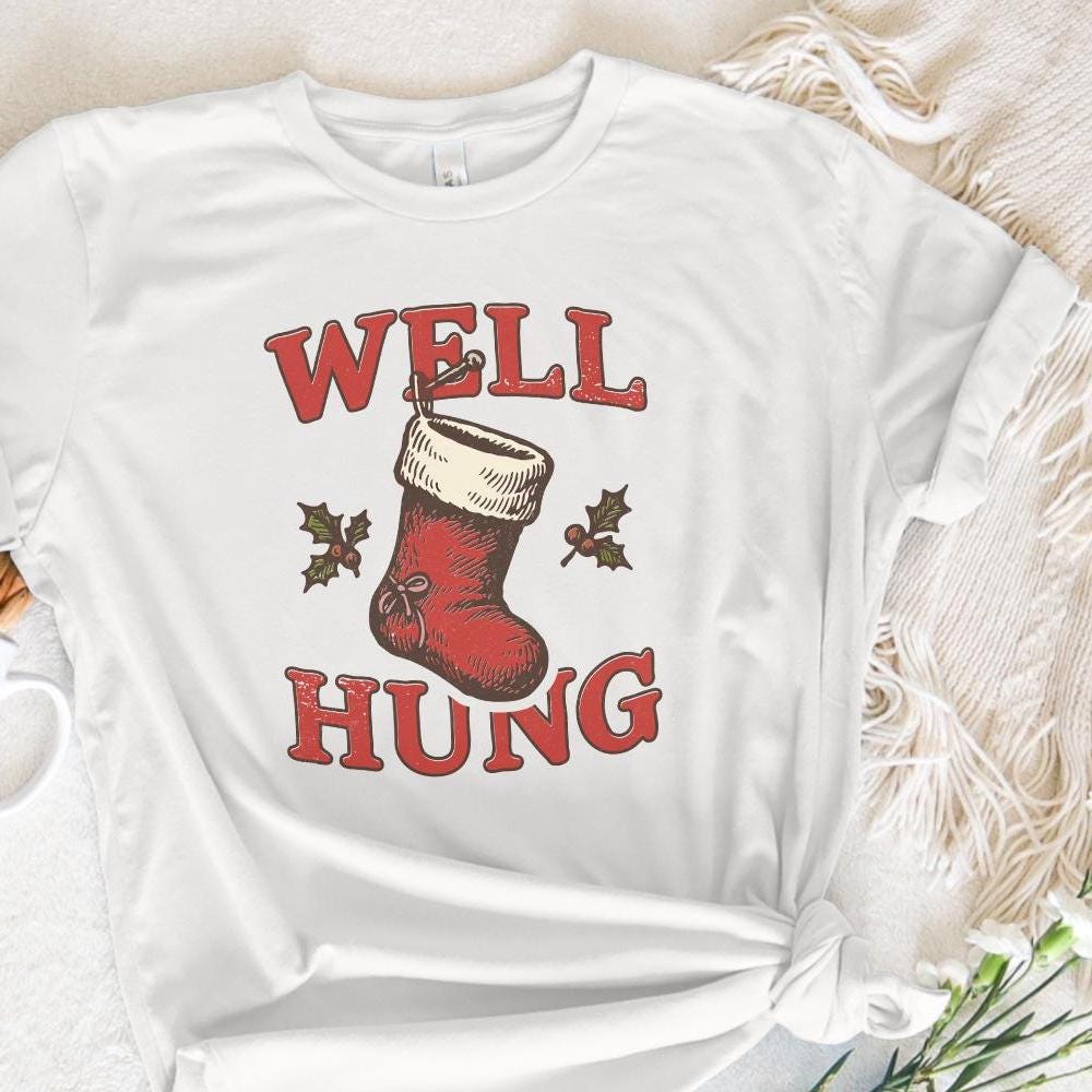 Well Hung Christmas Stocking PNG, Funny Holiday Digital Download - 300