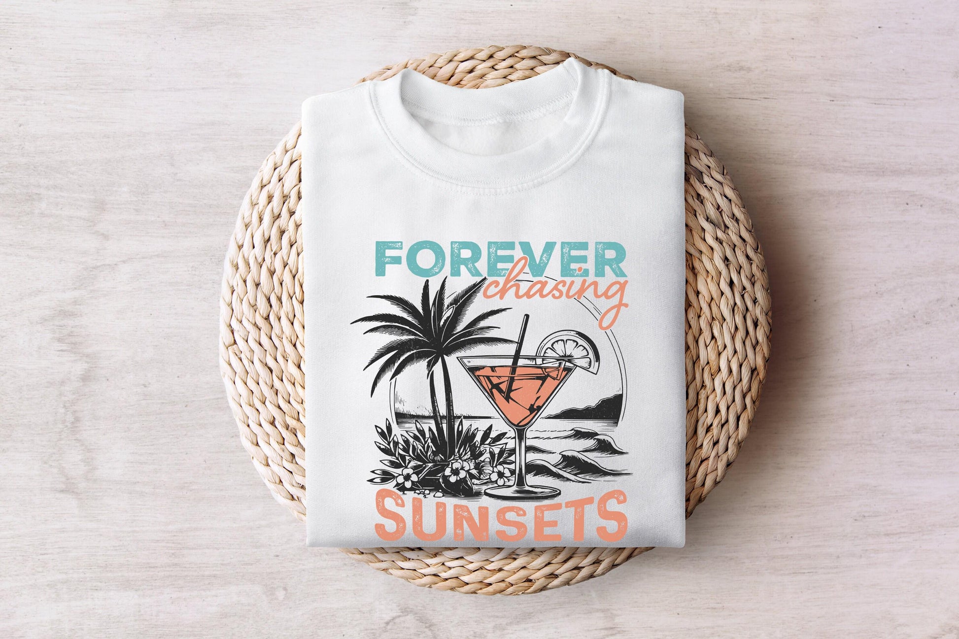 Forever Chasing Sunsets SVG & PNG, Retro Summer Beach Designs - 300 DPI