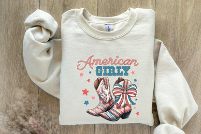 American Girly PNG, 4th of July Coquette - 300 DPI Design for T-Shirt