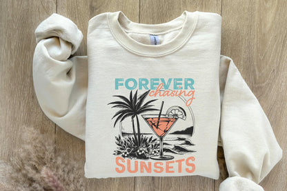 Forever Chasing Sunsets SVG & PNG, Retro Summer Beach Designs - 300 DPI