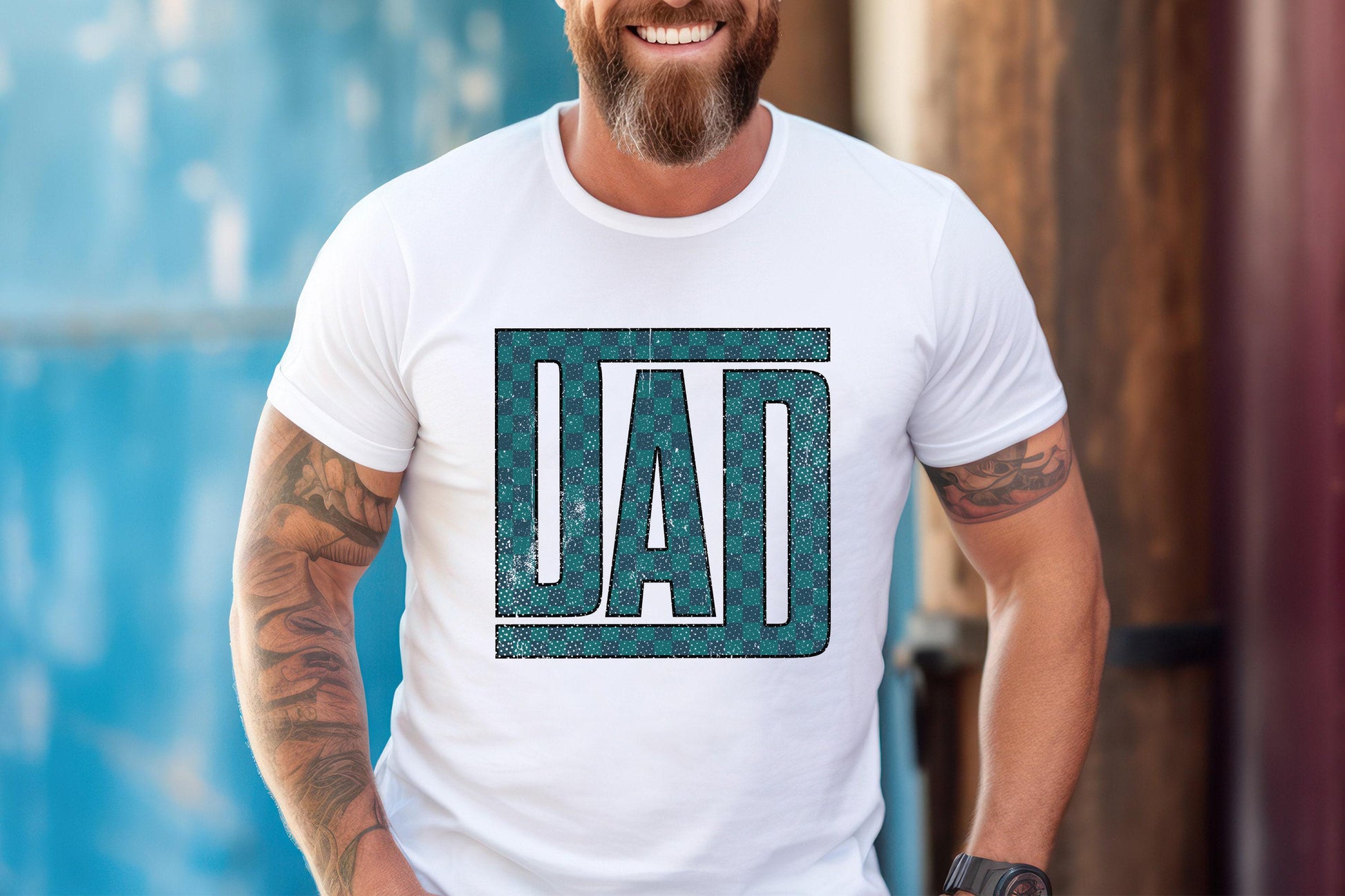Checkered Dad PNG, Retro Father's Day Design - 300 DPI Design for T-Shirt