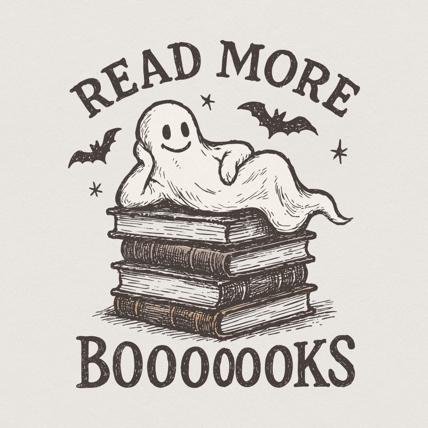 Read More Booooks PNG, Cute Ghost Reading Shirt - 300 DPI Design for