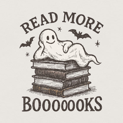 Read More Booooks PNG, Cute Ghost Reading Shirt - 300 DPI Design for