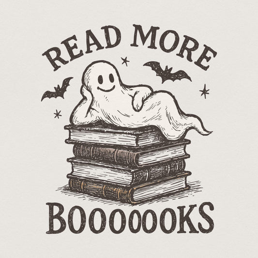 Read More Booooks PNG, Cute Ghost Reading Shirt - 300 DPI Design for