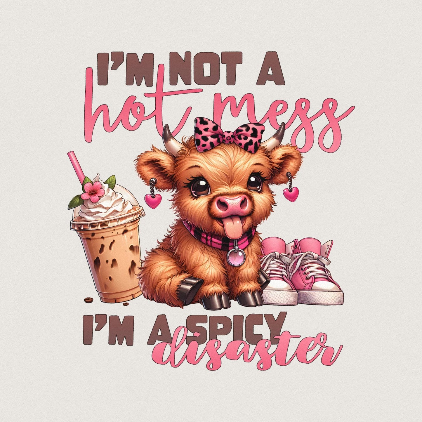 Cute Highland Cow Sticking Out Tongue PNG, I'm Not A Mess - 300 DPI