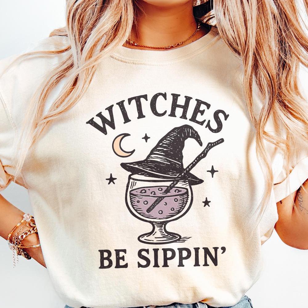 Witches Be Sippin' PNG, Funny Witch Hat and Potion Drink Art - 300 DPI