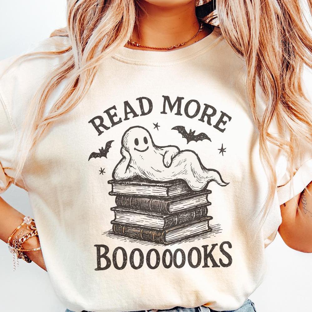 Read More Booooks PNG, Cute Ghost Reading Shirt - 300 DPI Design for