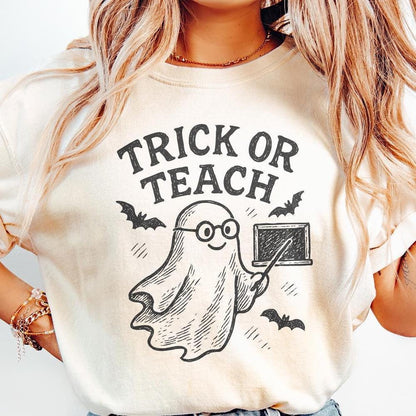 Trick Or Teach PNG, Ghost Teacher Digital Download - 300 DPI Design for