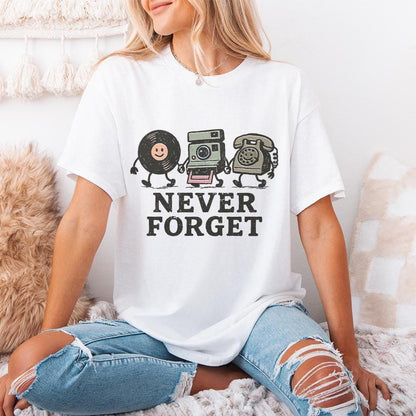 Never Forget PNG, Retro Vinyl Camera Phone Printable - 300 DPI Design for