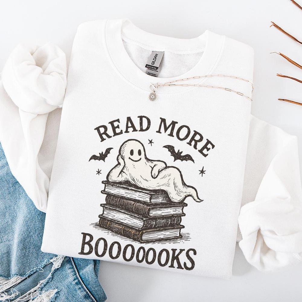 Read More Booooks PNG, Cute Ghost Reading Shirt - 300 DPI Design for