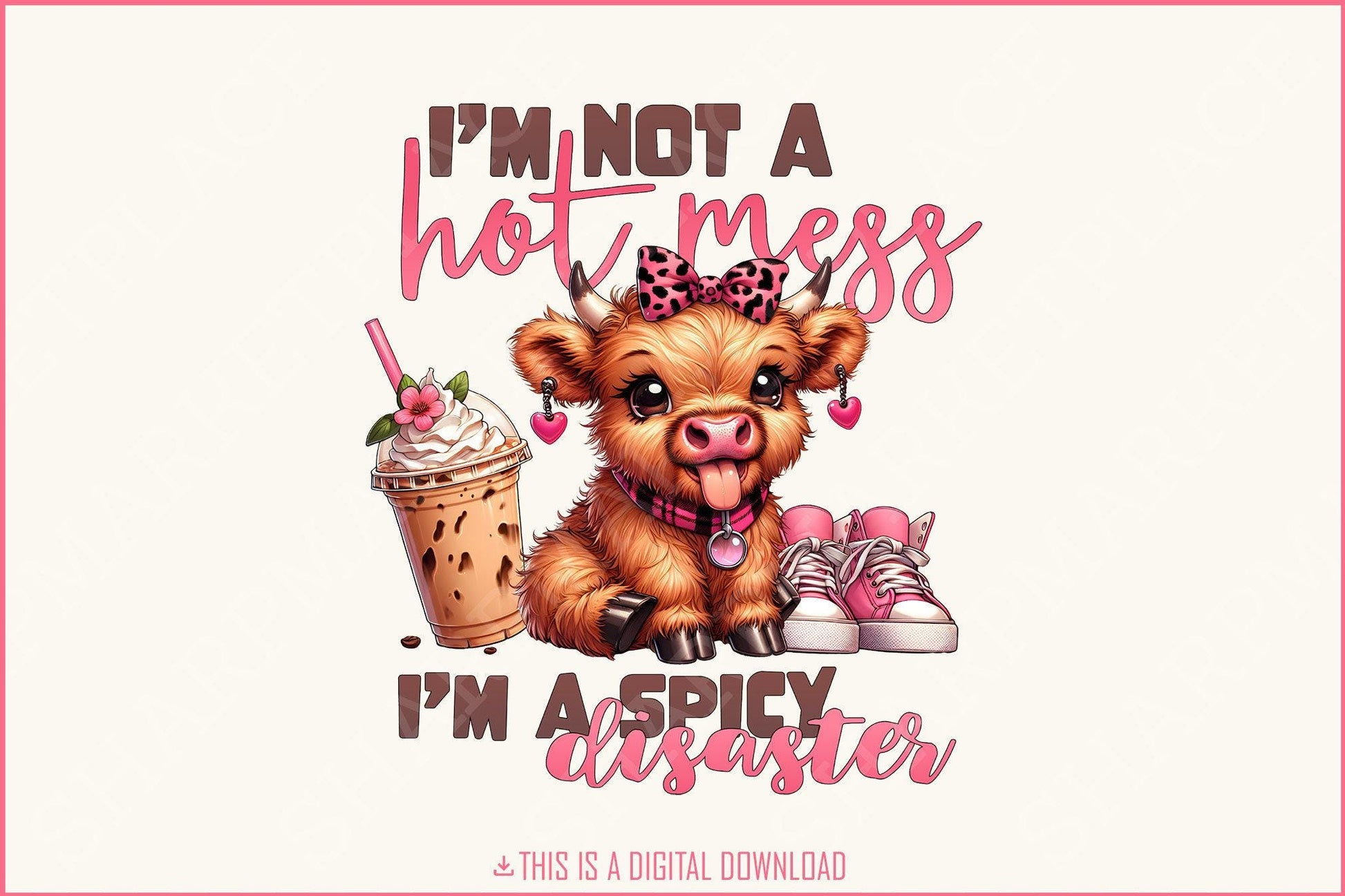 Cute Highland Cow Sticking Out Tongue PNG, I'm Not A Mess - 300 DPI