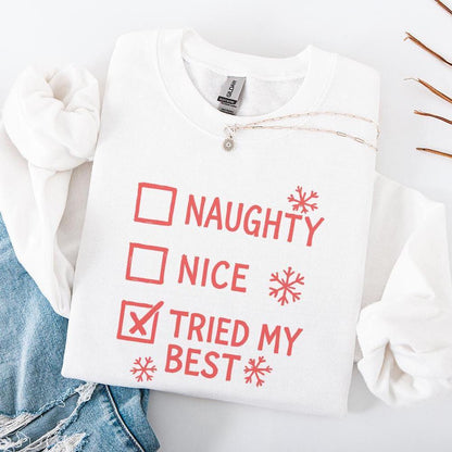 Naughty Nice Tried My Best PNG, Christmas Checklist Digital Download -