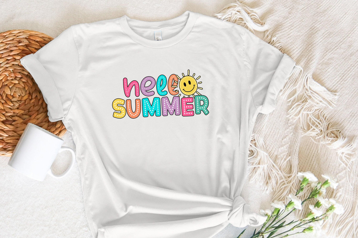 Hello Summer PNG, Dalmatian Dots Retro Vibes - 300 DPI Design for T-Shirt