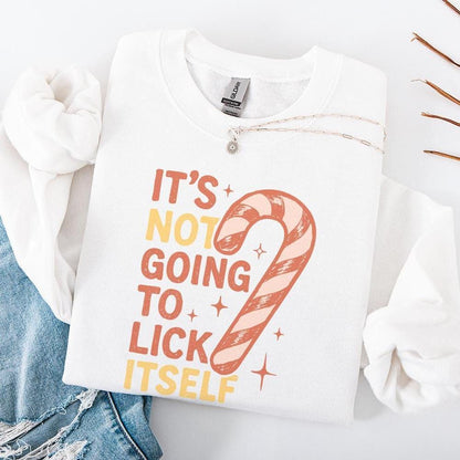 It's Not Going To Lick Itself PNG, Funny Candy Cane Christmas Shirt