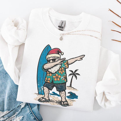 Santa Claus Dabbing PNG, Surfing Christmas Shirt PNG - 300 DPI Design for