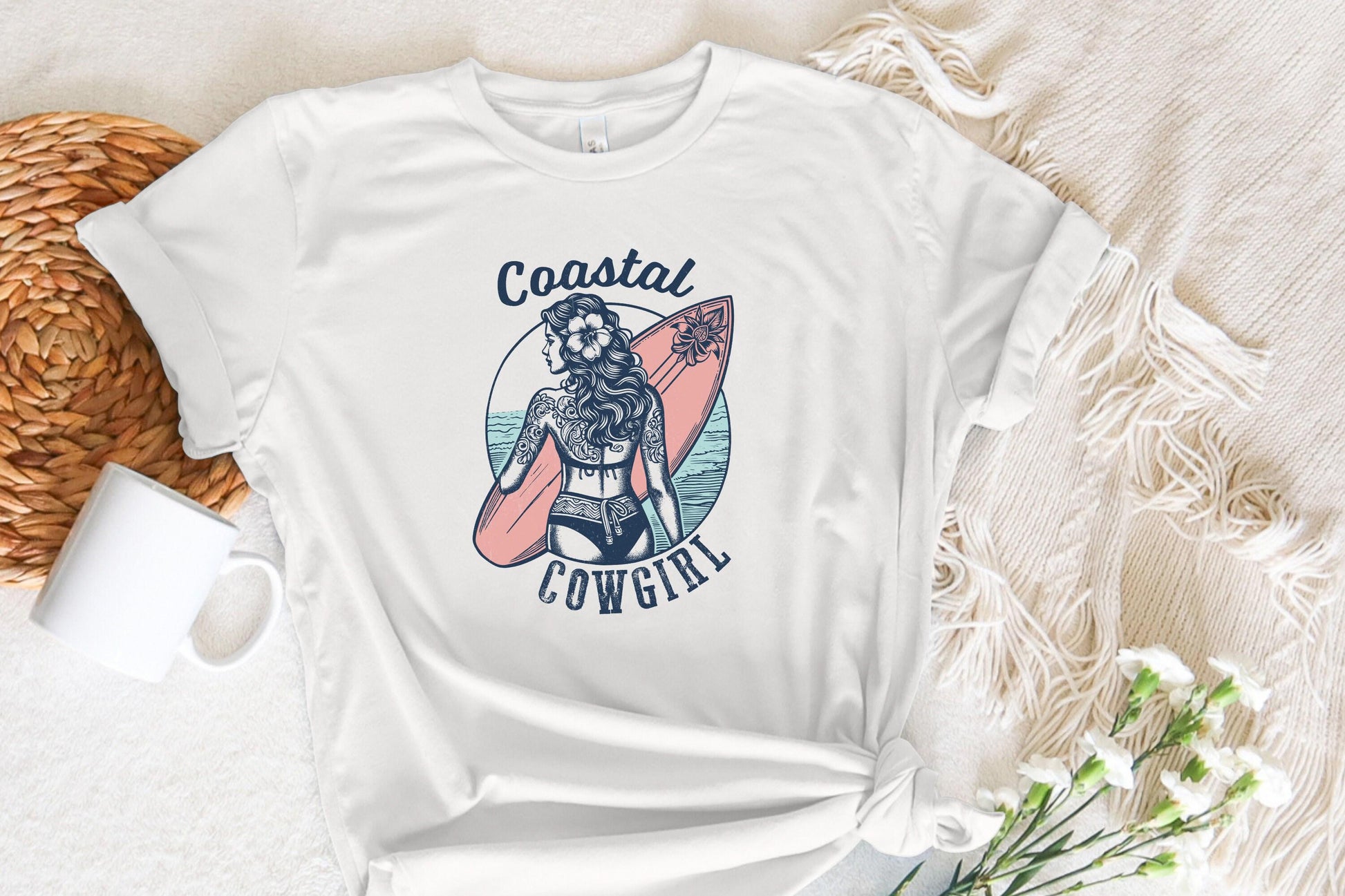 Retro Coastal Cowgirl PNG, Vintage Surf Girl Sublimation - 300 DPI Design