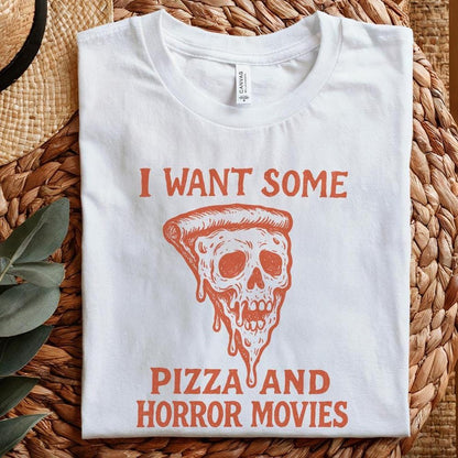 I Want Some Pizza And Horror Movies PNG, Funny Pizza Skull Art - 300 DPI