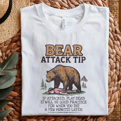 Bear Attack Tip PNG, If Attacked Play Dead - 300 DPI Design for T-Shirt