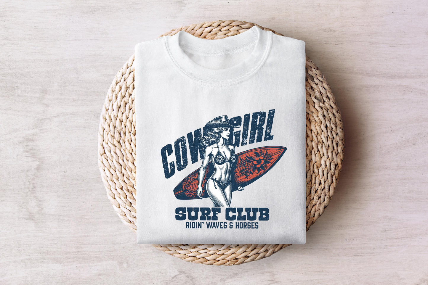 Cowgirl Surf Club PNG, Coastal Western Shirt Design - 300 DPI Design for