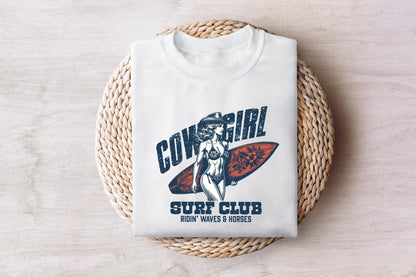 Cowgirl Surf Club PNG, Coastal Western Shirt Design - 300 DPI Design for