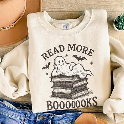 Read More Booooks PNG, Cute Ghost Reading Shirt - 300 DPI Design for
