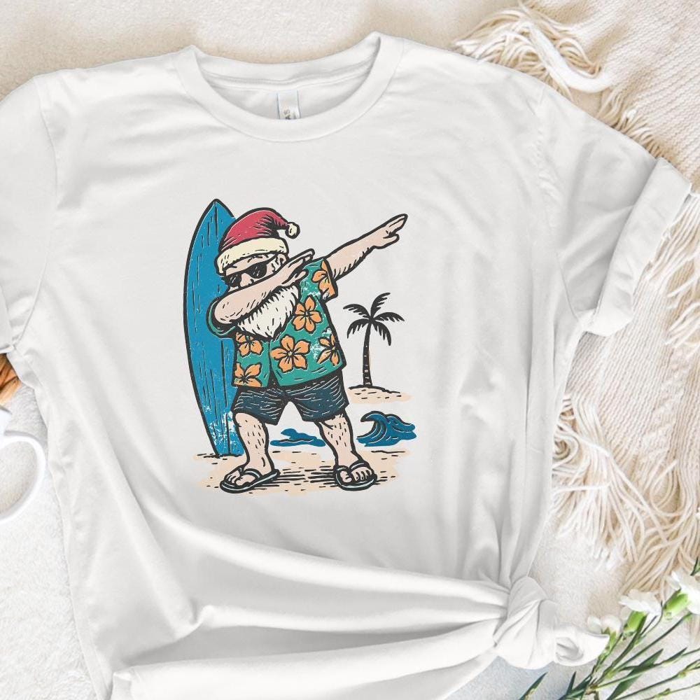 Santa Claus Dabbing PNG, Surfing Christmas Shirt PNG - 300 DPI Design for