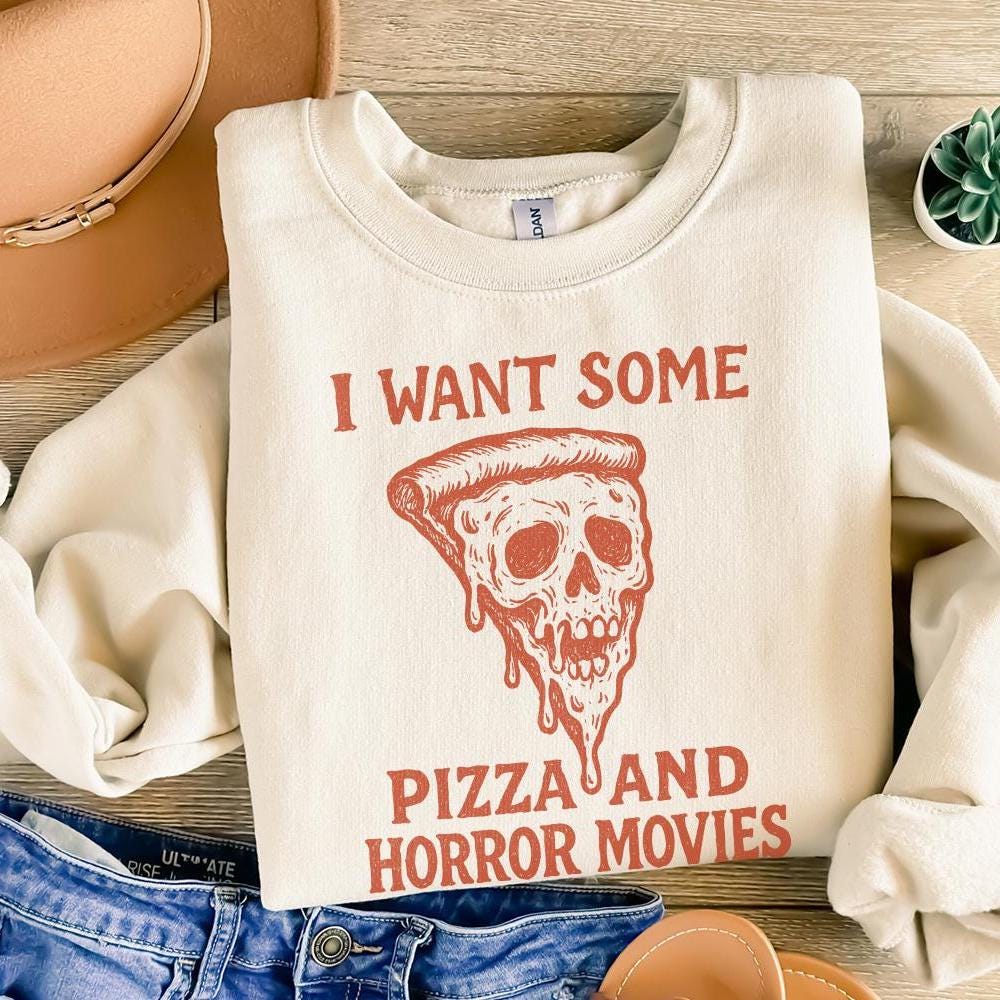 I Want Some Pizza And Horror Movies PNG, Funny Pizza Skull Art - 300 DPI