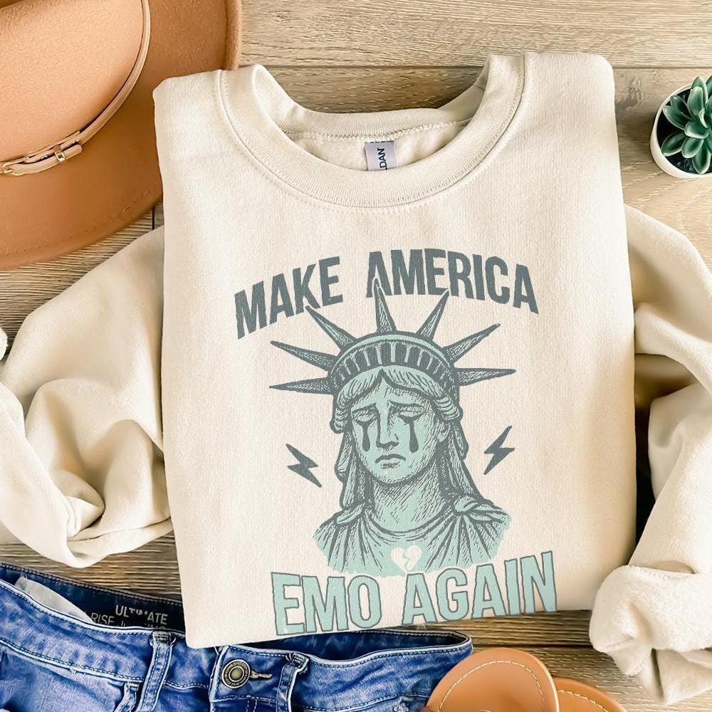 Make America Emo Again PNG, Sad Statue of Liberty Design - 300 DPI Design