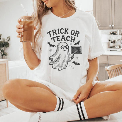Trick Or Teach PNG, Ghost Teacher Digital Download - 300 DPI Design for