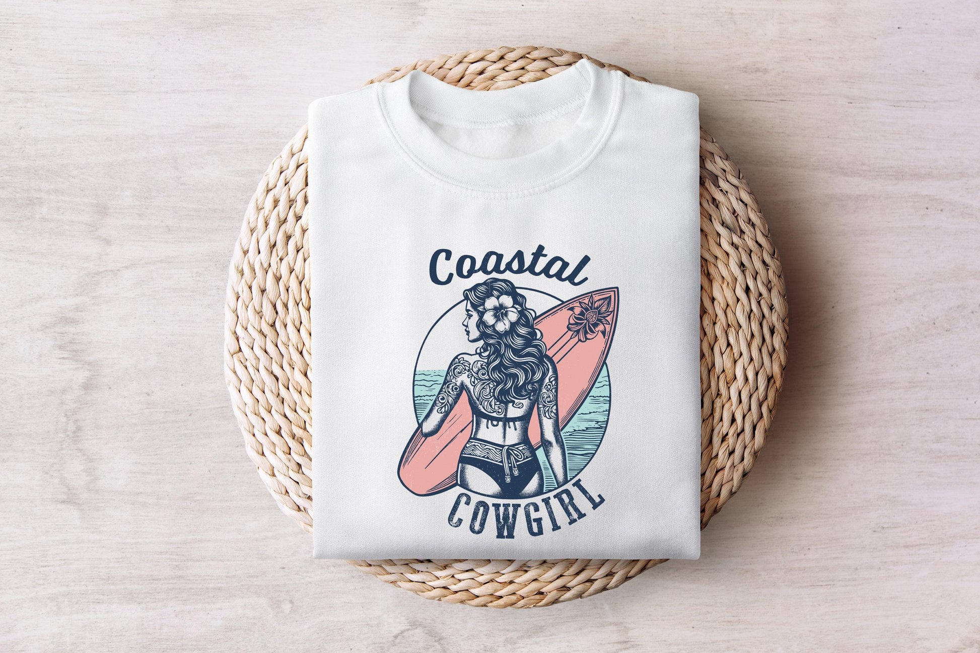 Retro Coastal Cowgirl PNG, Vintage Surf Girl Sublimation - 300 DPI Design