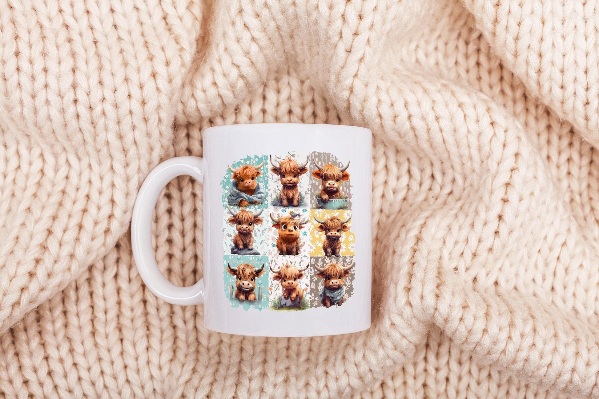 Retro Boho Highland Cow PNG, Floral Sublimation Design - 300 DPI Design