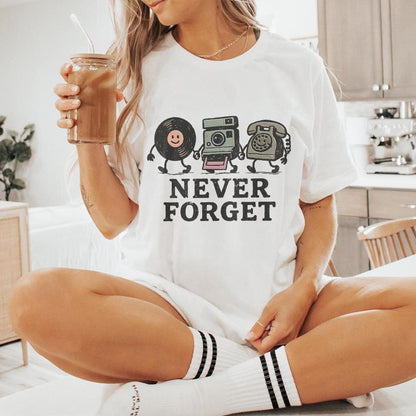 Never Forget PNG, Retro Vinyl Camera Phone Printable - 300 DPI Design for
