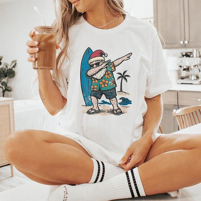 Santa Claus Dabbing PNG, Surfing Christmas Shirt PNG - 300 DPI Design for