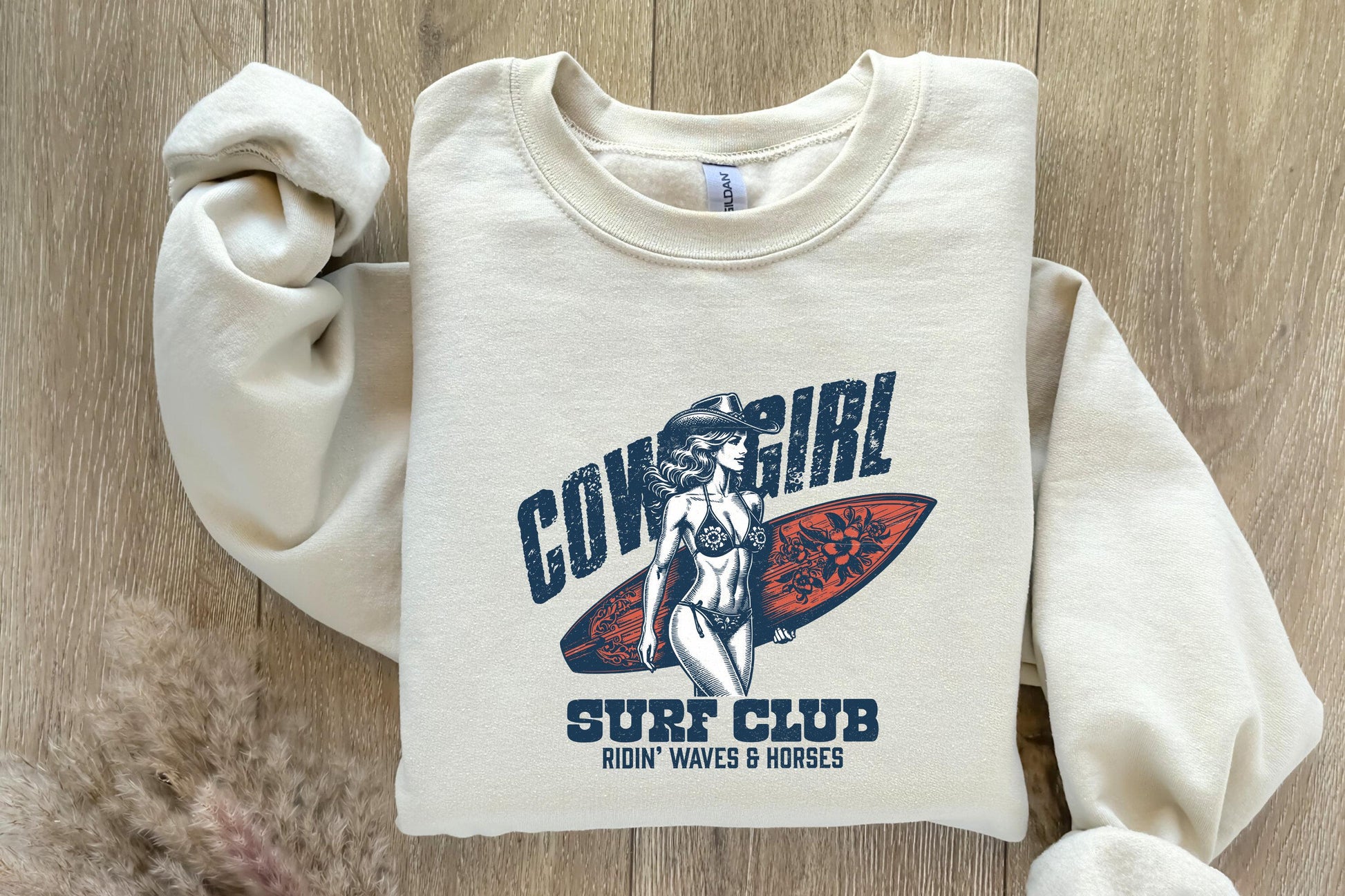 Cowgirl Surf Club PNG, Coastal Western Shirt Design - 300 DPI Design for