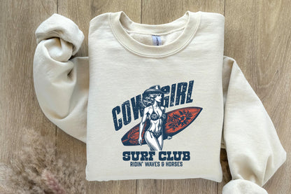 Cowgirl Surf Club PNG, Coastal Western Shirt Design - 300 DPI Design for