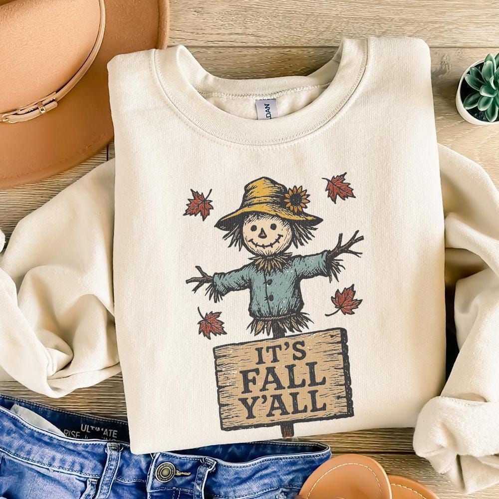 It’s Fall Y’all PNG, Scarecrow Autumn Shirt - 300 DPI Design for T-Shirt
