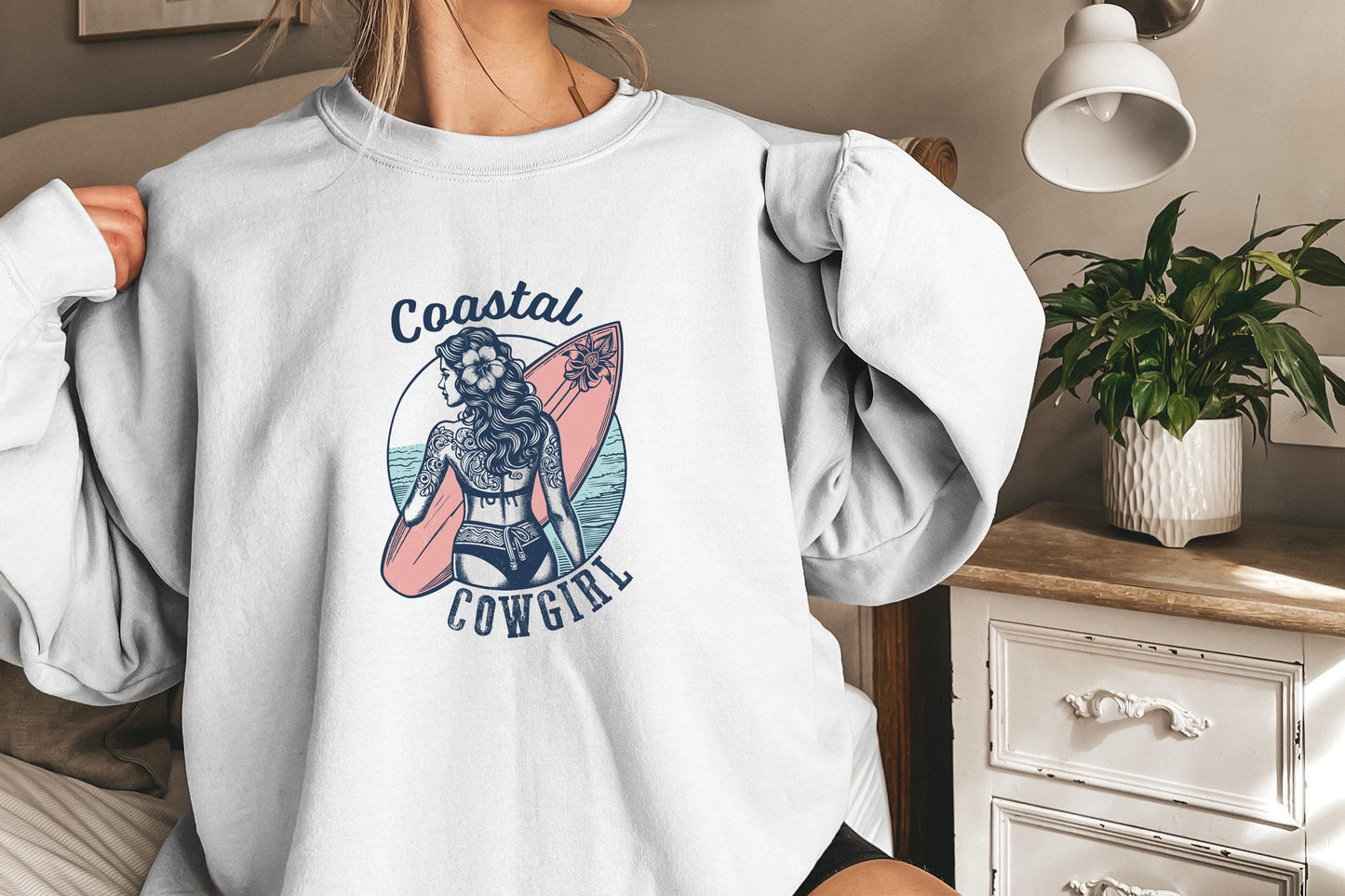 Retro Coastal Cowgirl PNG, Vintage Surf Girl Sublimation - 300 DPI Design