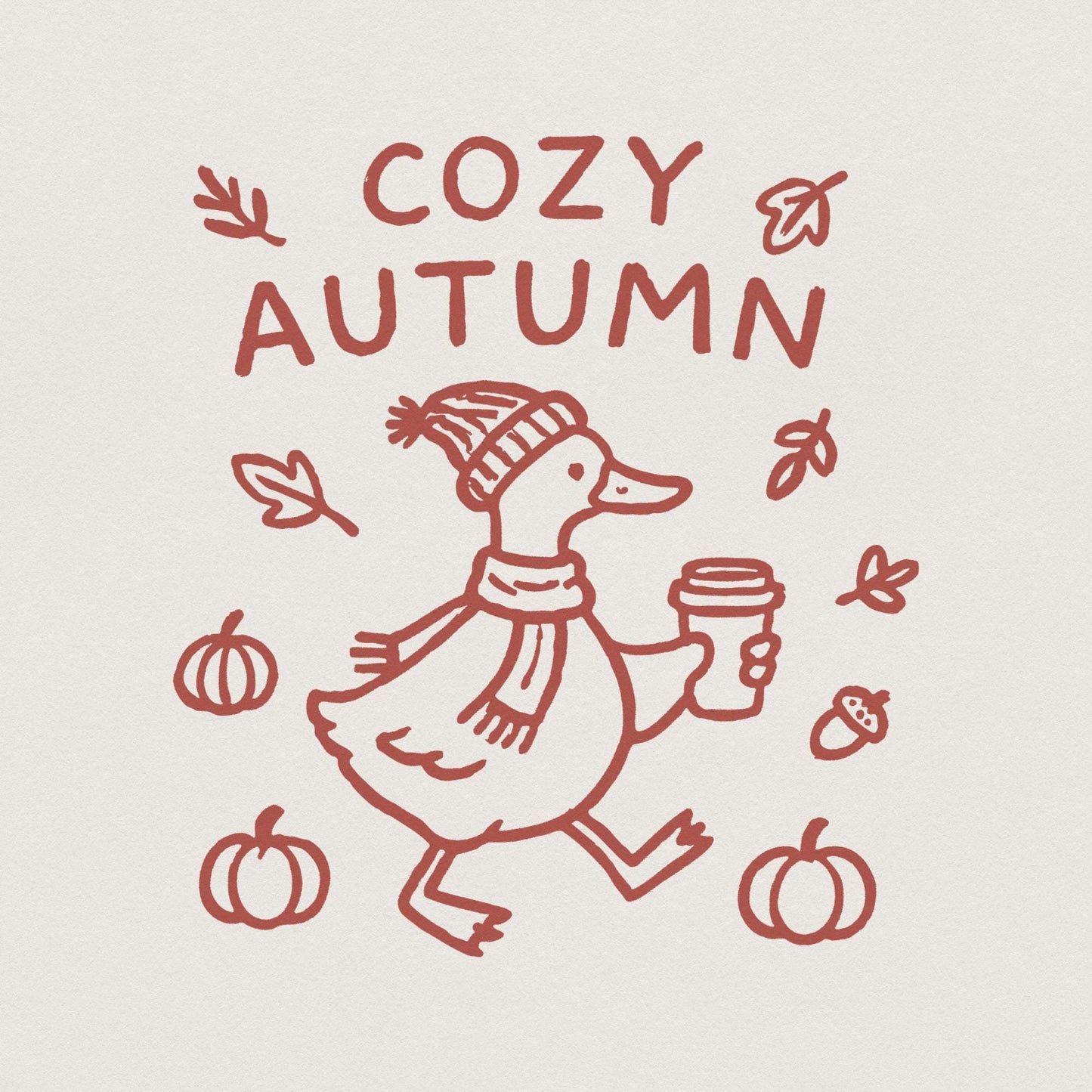 Cozy Autumn PNG, Cute Duck Fall Shirt - 300 DPI Design for T-Shirt