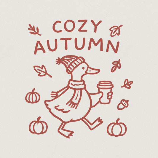 Cozy Autumn PNG, Cute Duck Fall Shirt - 300 DPI Design for T-Shirt