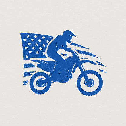 Motocross Biker USA Flag PNG, Patriotic Dirt Bike Digital Download - 300