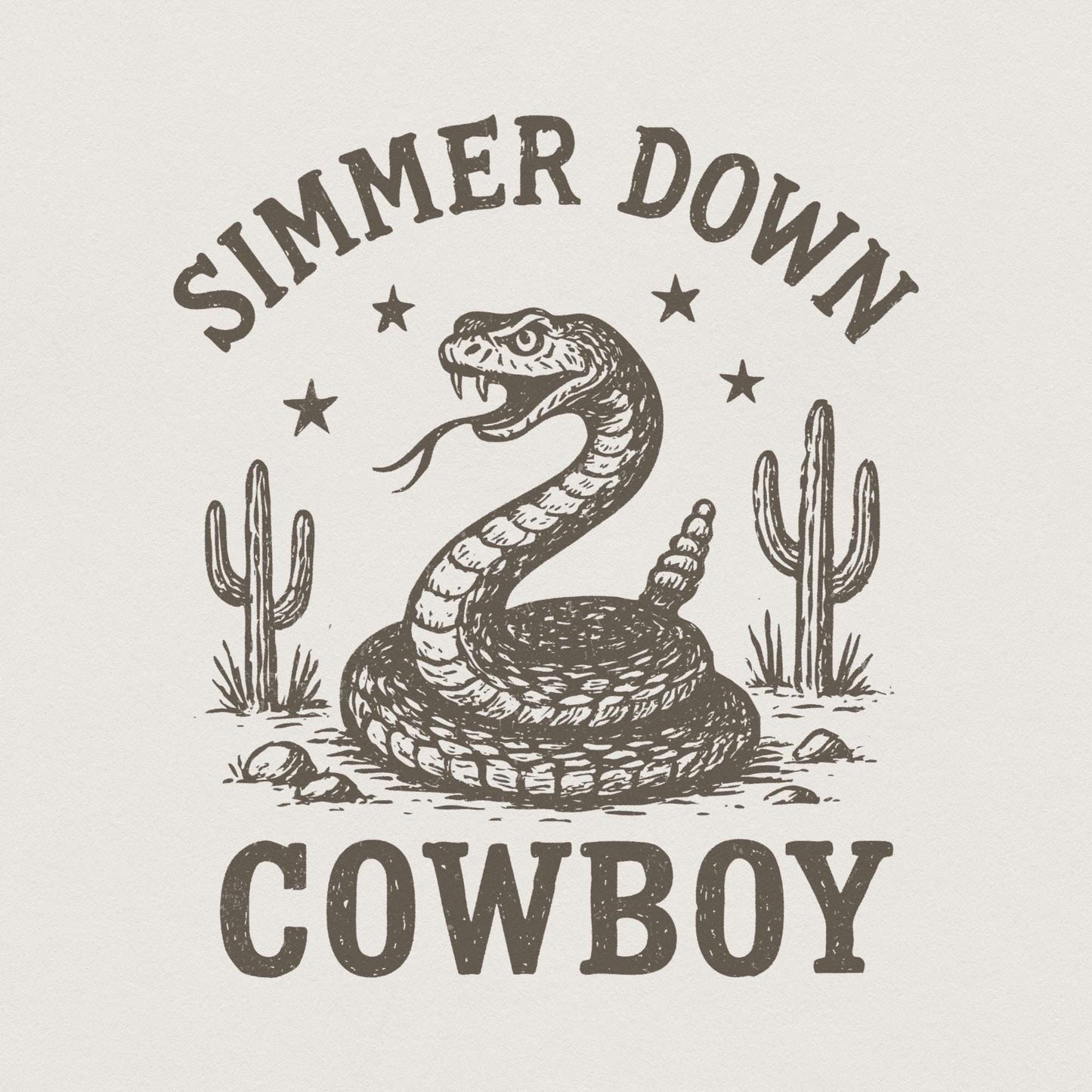 Simmer Down Cowboy PNG, Western Snake PNG Design - 300 DPI Design for