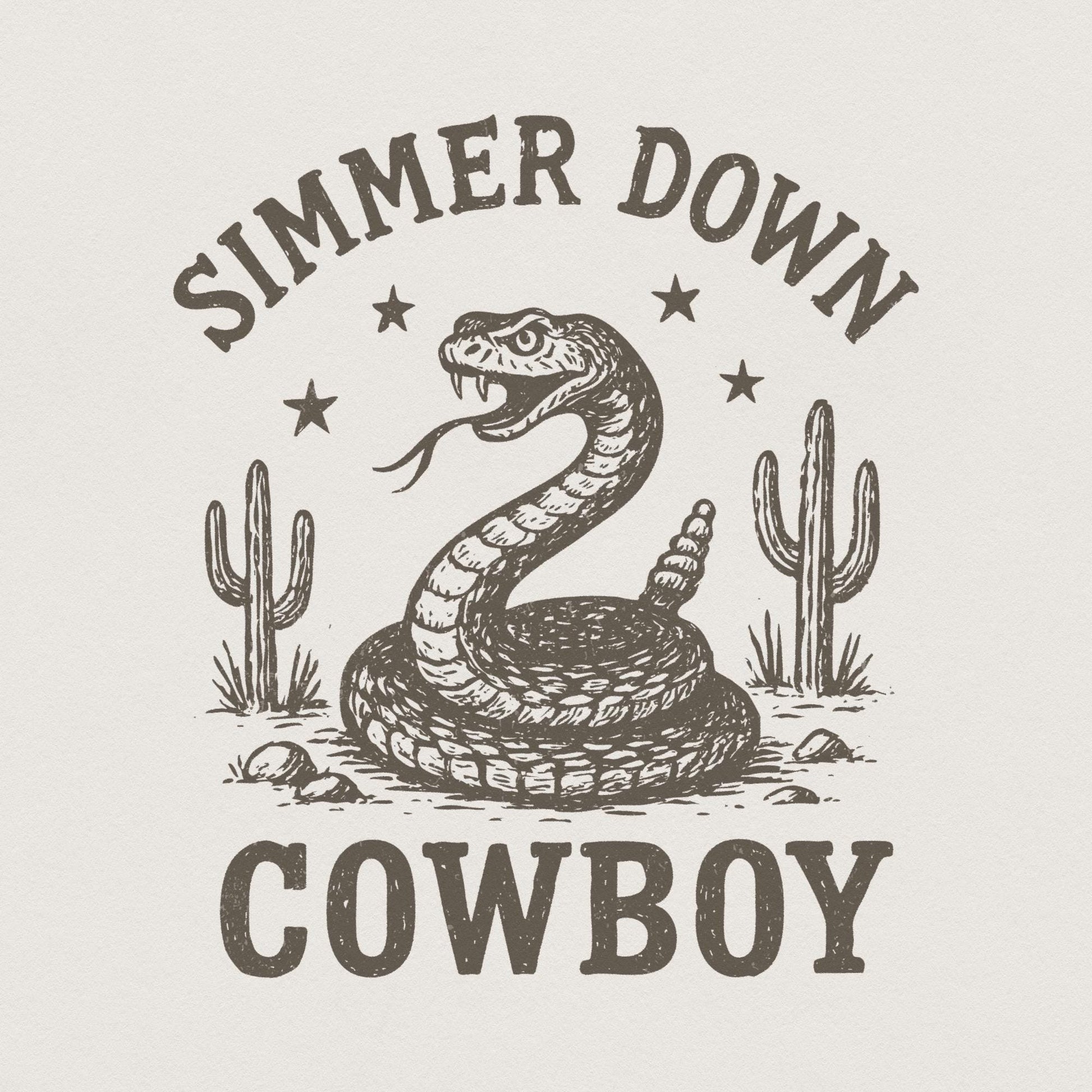 Simmer Down Cowboy PNG, Western Snake PNG Design - 300 DPI Design for