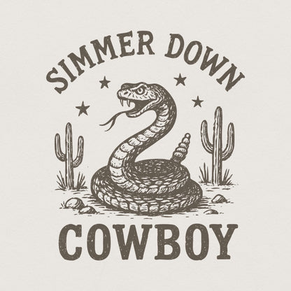 Simmer Down Cowboy PNG, Western Snake PNG Design - 300 DPI Design for