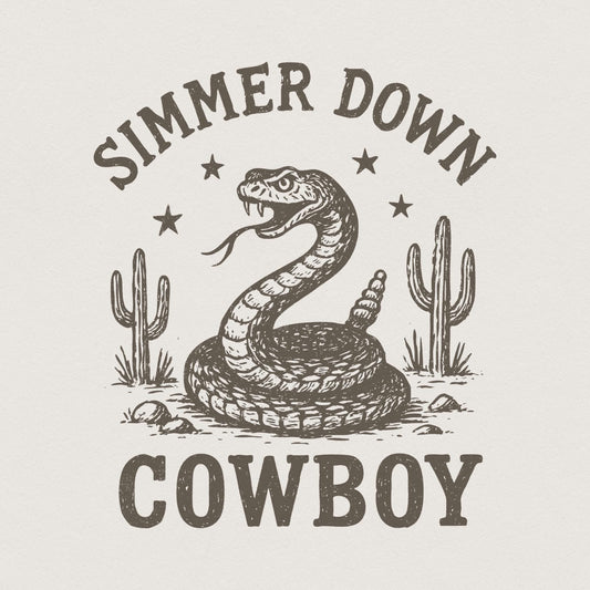 Simmer Down Cowboy PNG, Western Snake PNG Design - 300 DPI Design for