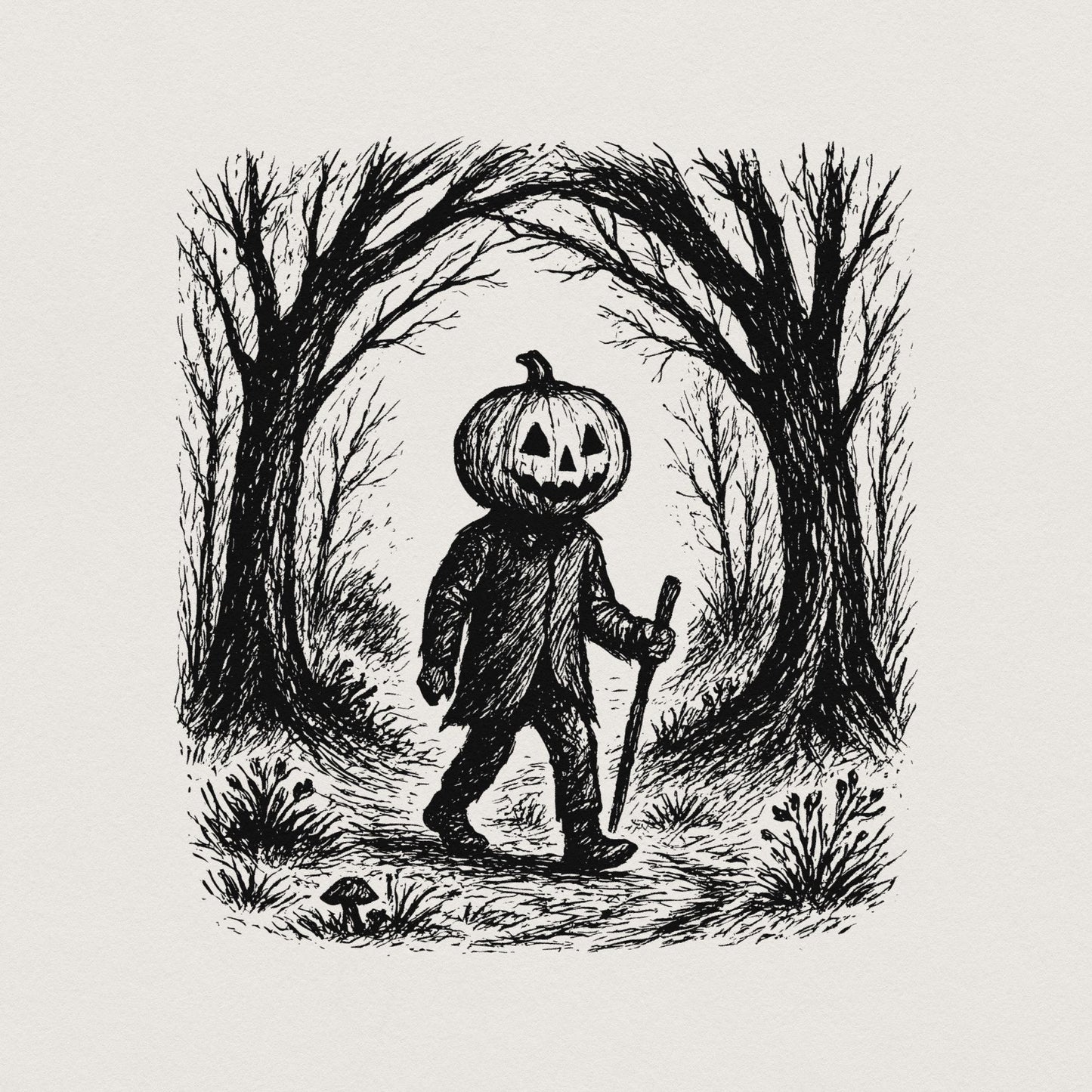 Pumpkin Head PNG, Spooky Halloween Digital Download - 300 DPI Design for